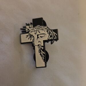 Divine Black and White Cross Brooch